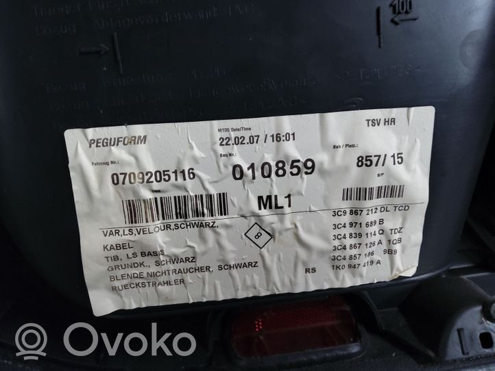 Volkswagen PASSAT B6 Takaoven verhoilu 3C59867212