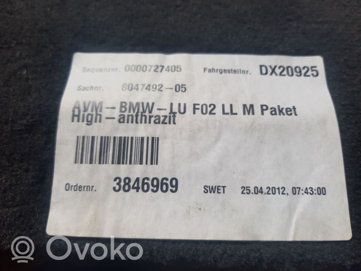 BMW 7 F01 F02 F03 F04 Alfombra revestimiento trasero 804749205