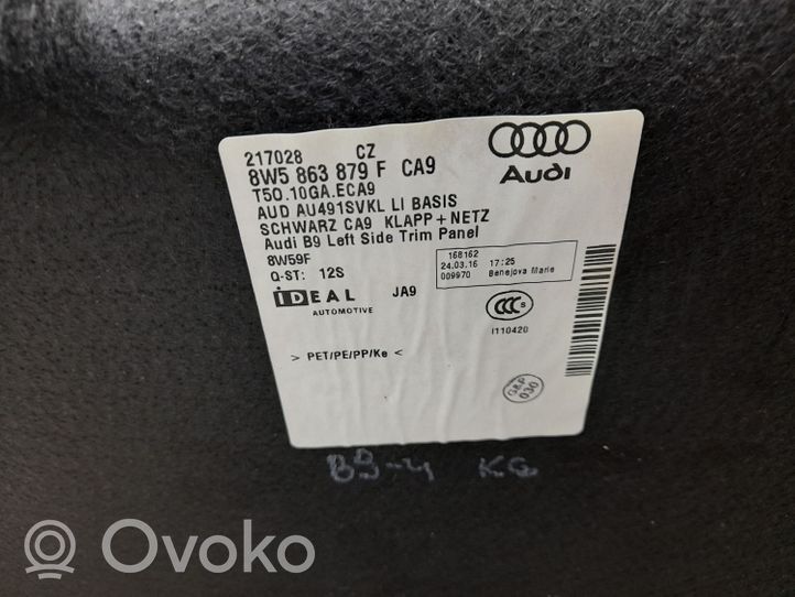 Audi A4 S4 B9 Garniture panneau latérale du coffre 8W5863879F