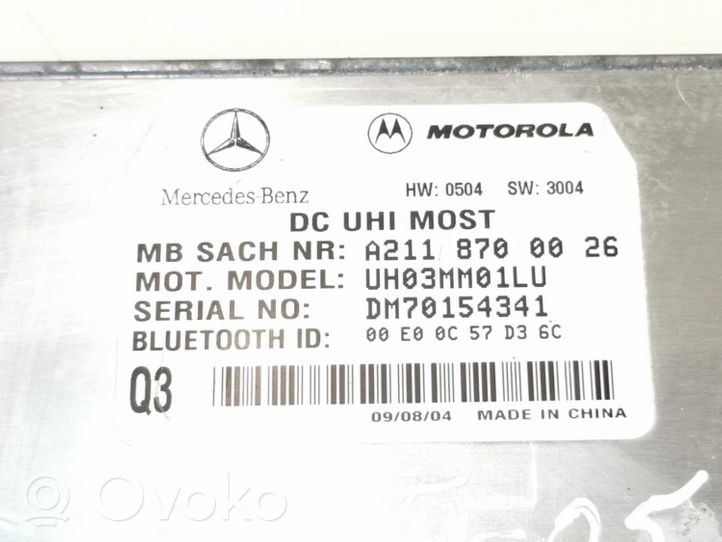 Mercedes-Benz CLS C219 Centralina/modulo bluetooth A2118700026
