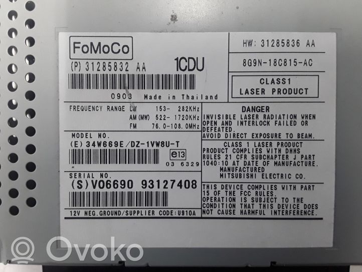 Volvo XC60 Unidad delantera de radio/CD/DVD/GPS 31285832