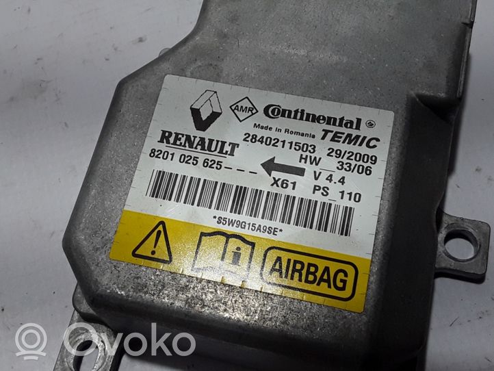Renault Kangoo II Turvatyynyn ohjainlaite/moduuli 8201025625