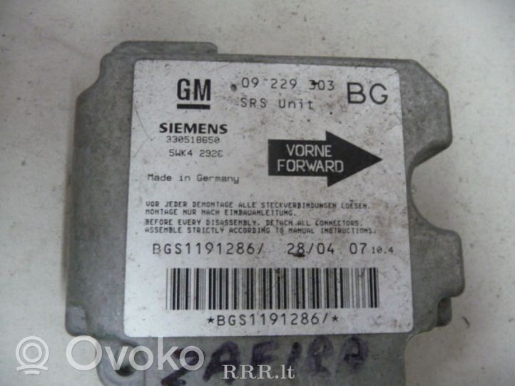 Opel Zafira A Airbag control unit/module 5WK4292C