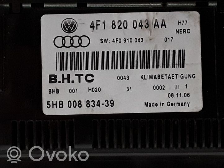 Audi A6 S6 C6 4F Блок управления кондиционера воздуха / климата/ печки (в салоне) 4F1820043AA