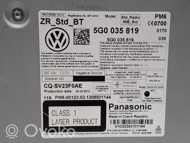 Volkswagen Golf VII Pääyksikkö multimedian ohjaus 5Q0035819