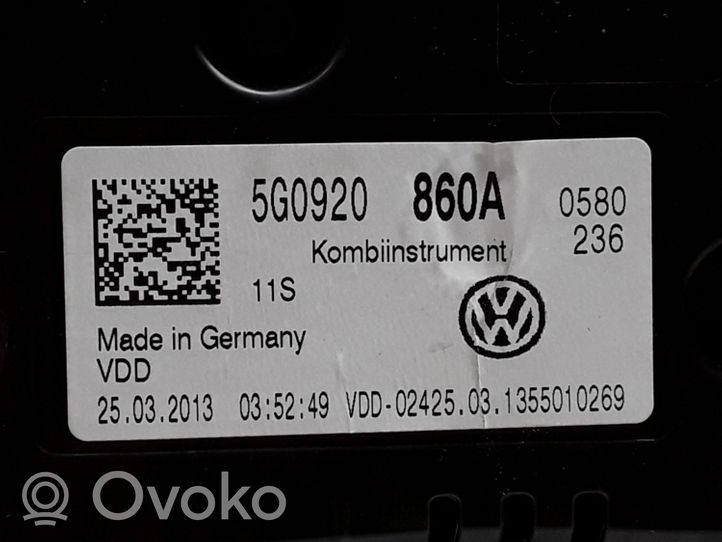 Volkswagen Golf VII Spidometras (prietaisų skydelis) 5G0920860A