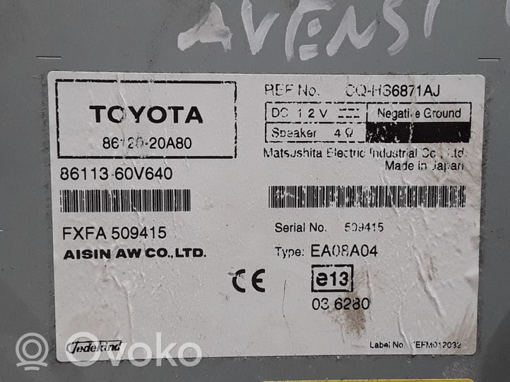 Toyota Avensis T270 Radija/ CD/DVD grotuvas/ navigacija 8612020A80