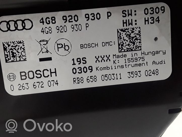 Audi A6 S6 C7 4G Tachimetro (quadro strumenti) 4G8920930P