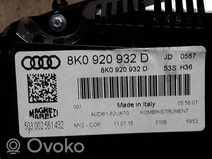 Audi A4 S4 B8 8K Tachimetro (quadro strumenti) 8K0920932D