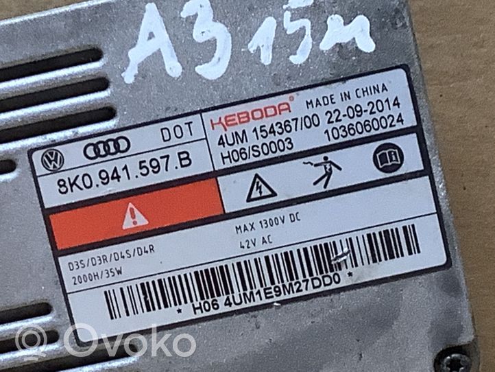 Audi A3 S3 8V Module de ballast de phare Xenon 8K0941597B