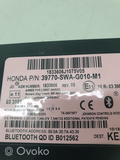 Honda CR-V Moduł / Sterownik Bluetooth 39770SWAG010M1