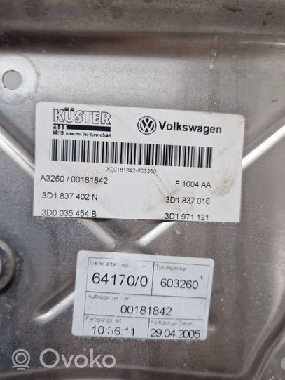 Volkswagen Phaeton Etuikkunan nostomekanismi ilman moottoria 3D1837402N