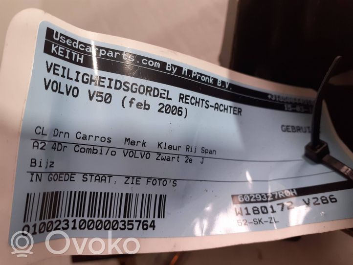 Volvo V50 Pas bezpieczeństwa fotela tylnego 6029327R0H