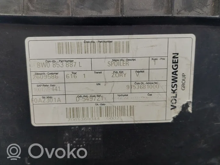 Audi A4 S4 B9 8W Etupyörän sisälokasuojat 8W0853887L