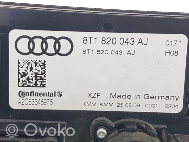 Audi Q5 SQ5 Ilmastointi-lämmityslaitteen ohjausjärjestelmä 8T1820043