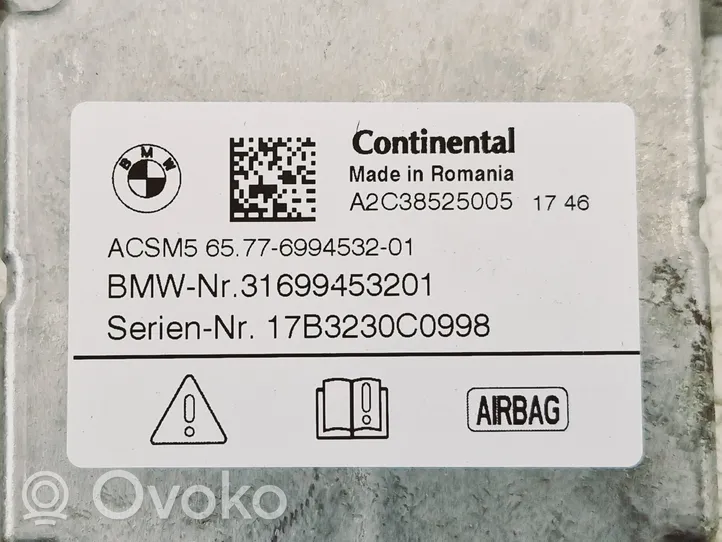 BMW 5 G30 G31 Centralina/modulo airbag A2C38525005