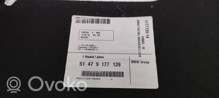 BMW 5 F10 F11 Apatinis, bagažinės šono, apdailos skydas 9177139