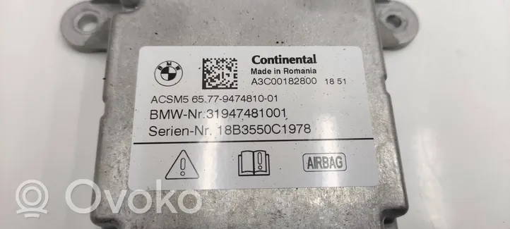 BMW X3 G01 Gaisa spilvenu vadības bloks 9474810