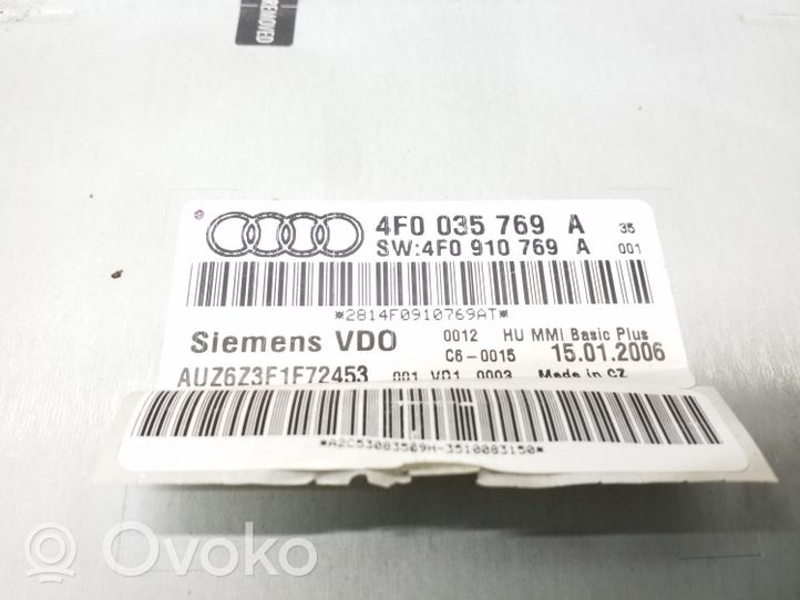 Audi A6 S6 C6 4F Unidad delantera de radio/CD/DVD/GPS 4F0035769A