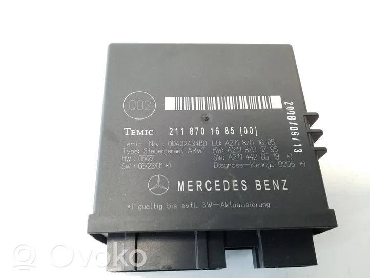 Mercedes-Benz E W211 Centralina/modulo portellone/bagagliaio A2118701685