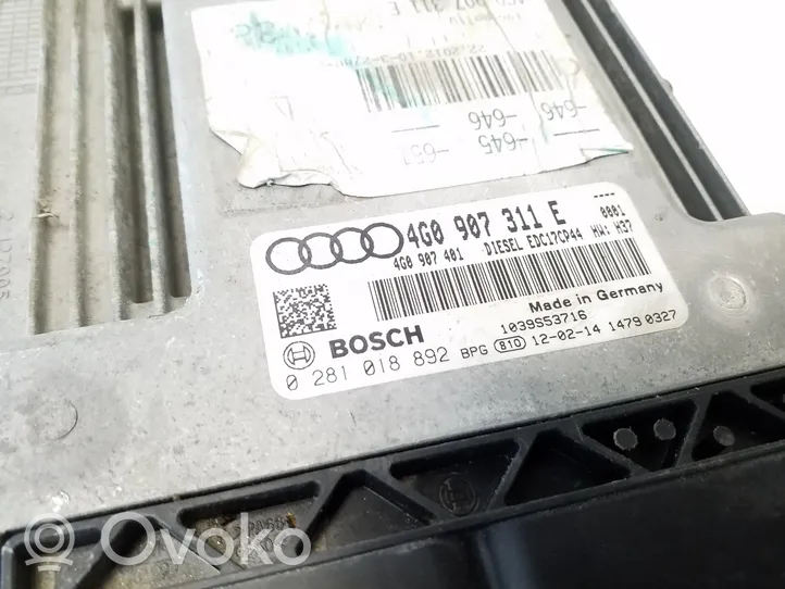 Audi A6 S6 C7 4G Calculateur moteur ECU 4G0907311E