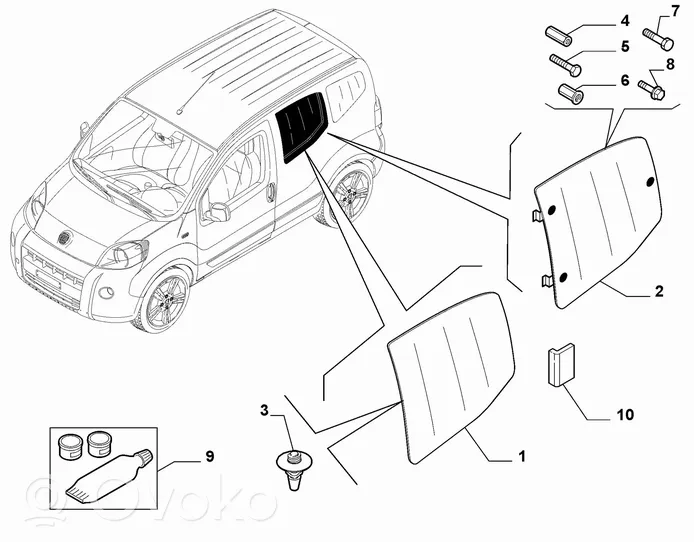 Fiat Fiorino Sivukeski-ikkuna/-lasi 1356667080