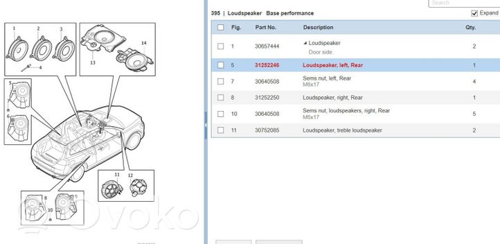 Volvo C70 Altoparlante portiera posteriore 31252246