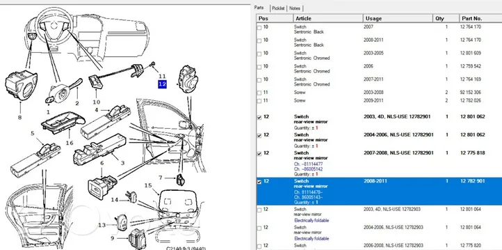 Saab 9-3 Ver2 Altri interruttori/pulsanti/cambi 12775818