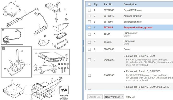 Volvo V50 GPS-pystyantenni 8673495