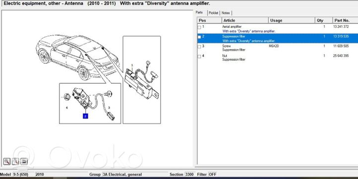 Saab 9-5 Wzmacniacz anteny 13319535