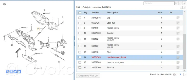 Volvo S40 Sensore della sonda Lambda 3M5190444AB