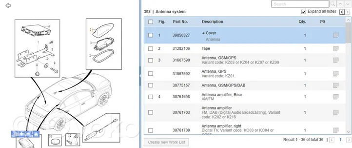 Volvo S60 Stogo (GPS) antenos dangtelis 39858056