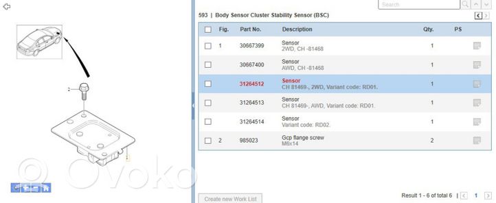 Volvo XC70 Yaw turn rate sensor 9G9N3C187AA