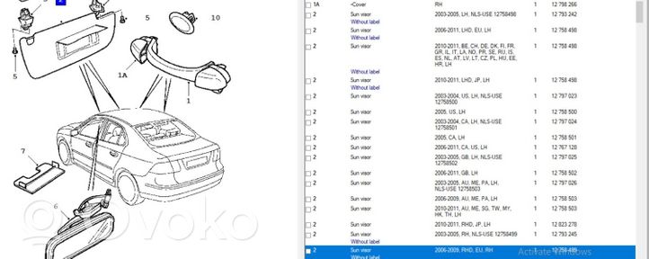 Saab 9-3 Ver2 Aletta parasole 12763696