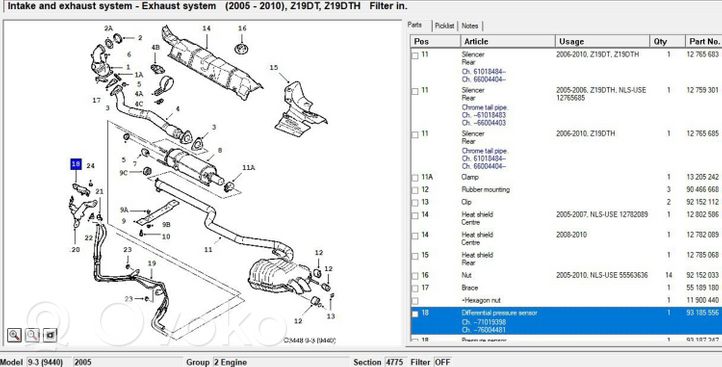 Saab 9-3 Ver2 Sensore di pressione dei gas di scarico 55200301