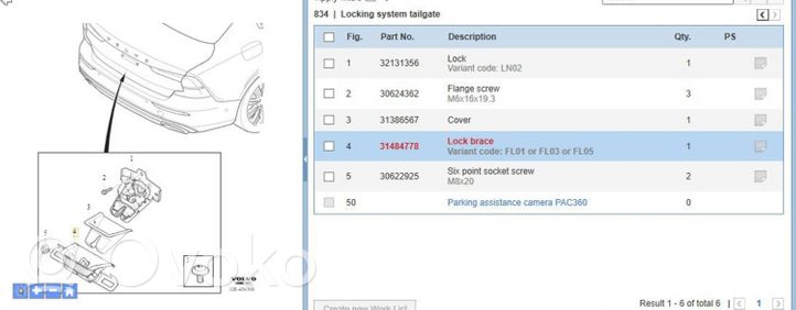 Volvo S60 Tailgate/trunk/boot lock/catch/latch 31484778