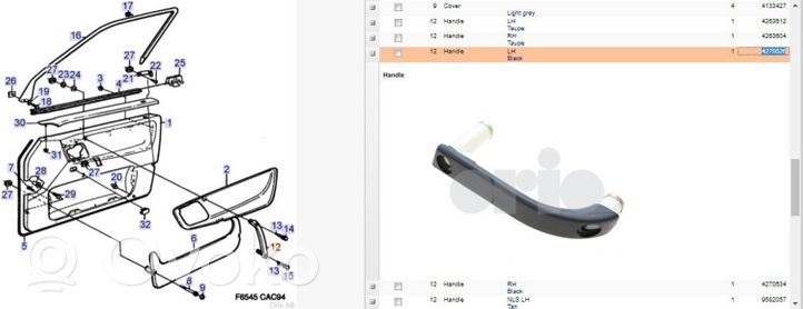 Saab 9000 CD Innentürgriff Innentüröffner vorne 4270526