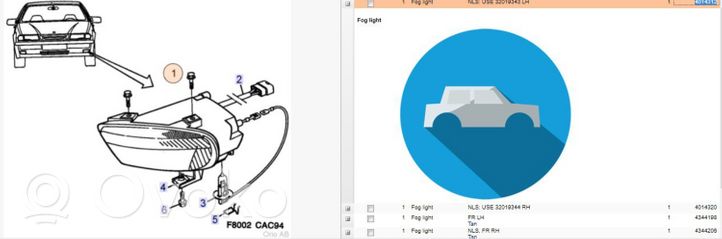 Saab 9000 CD Światło przeciwmgłowe przednie 4014312