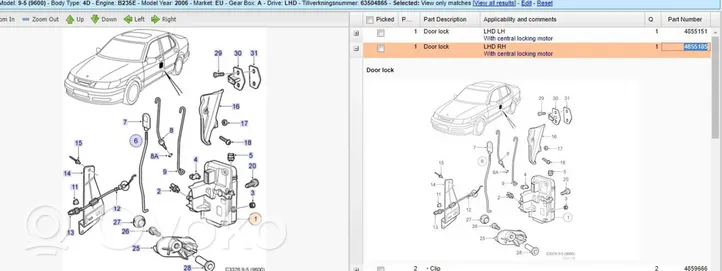 Saab 9-5 Serrure de porte avant 4855185