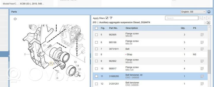 Volvo XC90 Napinacz paska alternatora 31251251