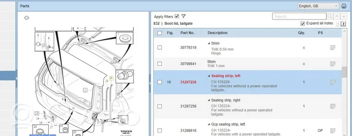 Volvo V70 Other trunk/boot trim element 31297258