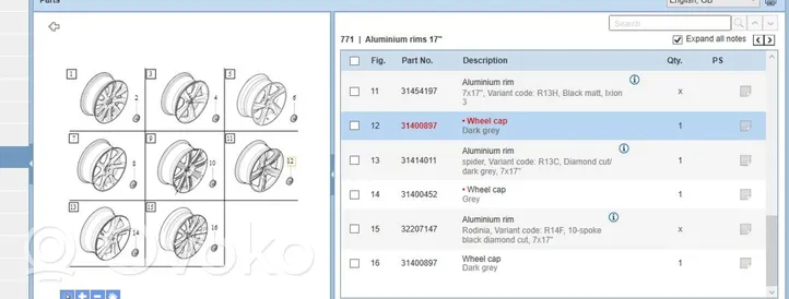 Volvo V40 R 12 riteņa dekoratīvais disks (-i) 31362296