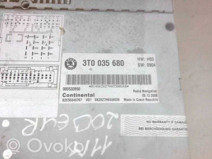 Skoda Octavia Mk2 (1Z) Radio/CD/DVD/GPS-pääyksikkö 3T0035680