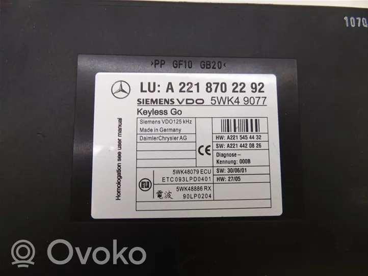 Mercedes-Benz CL C216 Calculateur moteur ECU A221702292