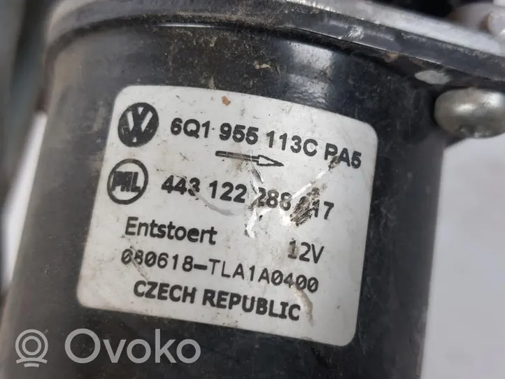 Volkswagen Polo IV 9N3 Mechanizm i silniczek wycieraczek szyby przedniej / czołowej 6Q1955113C