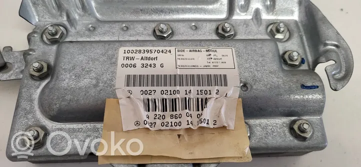 Mercedes-Benz S W220 Poduszka powietrzna Airbag drzwi przednich A2208600402