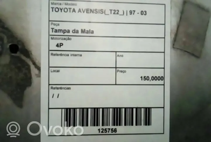 Toyota Avensis Verso Takaluukun/tavaratilan kansi 