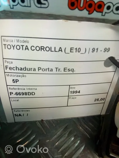 Toyota Corolla E100 Serrure de porte arrière 