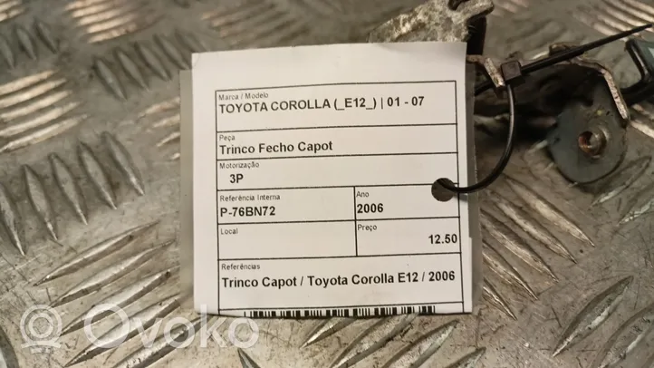 Toyota Corolla E120 E130 Rygiel / Zaczep zamka pokrywy przedniej / maski silnika 