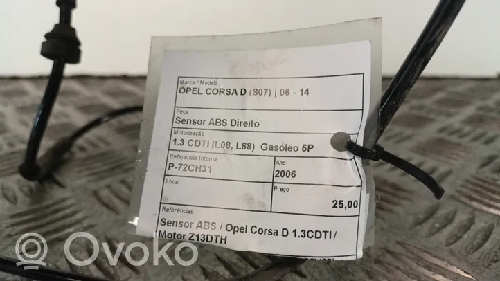 Opel Corsa D ABS brake wheel speed sensor 